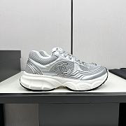 Chanel Fabric & Laminated Grey & Silver Sneakers - 5
