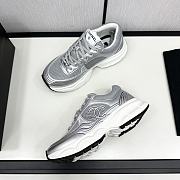Chanel Fabric & Laminated Grey & Silver Sneakers - 4