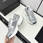 Chanel Fabric & Laminated Grey & Silver Sneakers - 2