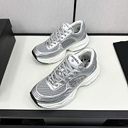 Chanel Fabric & Laminated Grey & Silver Sneakers - 3