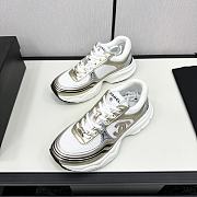 Chanel Fabric & Laminated White & Gold Sneakers - 5