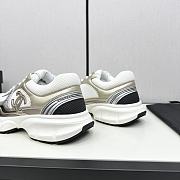 Chanel Fabric & Laminated White & Gold Sneakers - 4