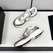 Chanel Fabric & Laminated White & Gold Sneakers - 2