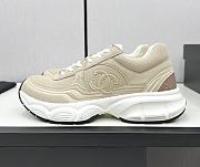 Chanel White Beige Low Top Sneakers - 1