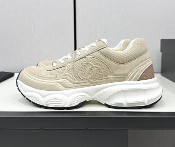 Chanel White Beige Low Top Sneakers