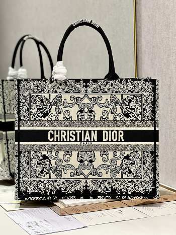 Dior Book Tote Bag Black Size 42x35x18CM
