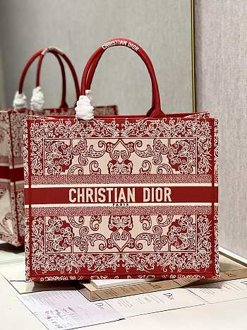 Dior Book Tote Bag Red Size 42x35x18CM