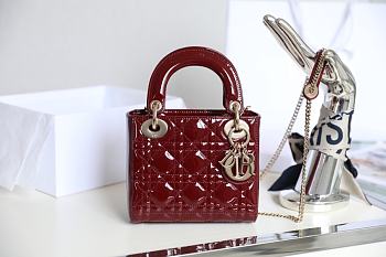 Dior Lady Burgundy Bag Size 17x15x7CM