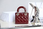 Dior Lady Burgundy Bag Size 17x15x7CM - 6