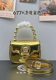 Versace Medusa Leather Gold Bag Size 12x16x8cm - 1