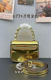 Versace Medusa Leather Gold Bag Size 12x16x8cm - 5