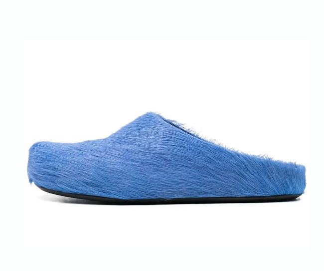 Marni Fussbet Sabot Calf-hair Slippers Blue - 1