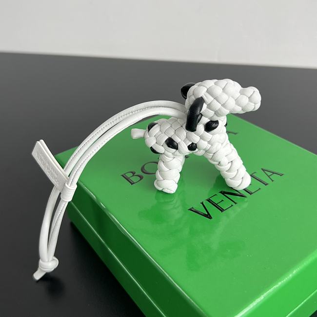 Bottega Veneta Dog Charm Black White Size 8x7x2cm - 1