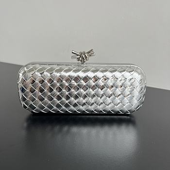 Bottega Veneta Intrecciato Clutch Silver Size 25x9.5x4cm