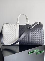 Bottega Veneta Intrecciato Duffle  Black White Bag Size 50x27x24cm - 1