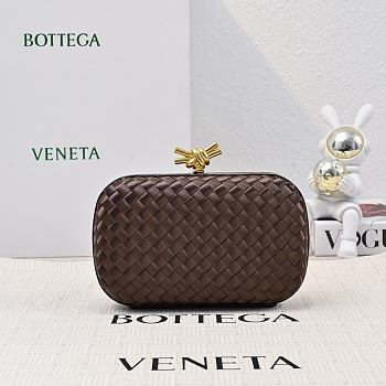 Bottega Veneta Knot Minaudiere Clutch Brown Size 20x12x5.5cm