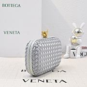 Bottega Veneta Knot Minaudiere Clutch Silver Size 20x12x5.5cm - 6