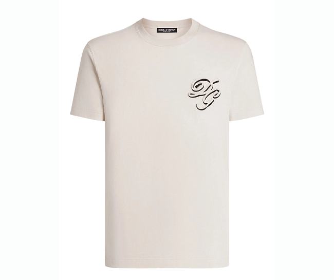 Dolce & Gabbana Double Embroidery T-Shirt Cream - 1