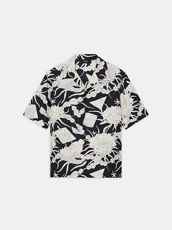 AMIRI FLORAL BOWLING SHIRT BLACK