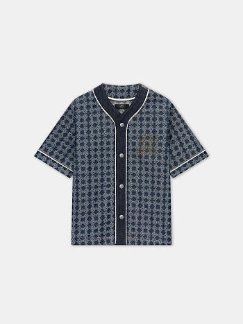 AMIRI MA QUAD DENIM BASEBALL SHIRT RAW INDIGO