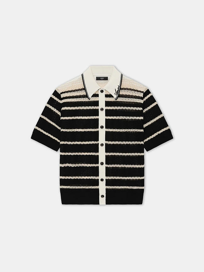 AMIRI STRIPED BUTTON DOWN SHIRT BLACK - 1