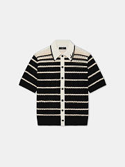 AMIRI STRIPED BUTTON DOWN SHIRT BLACK - 1