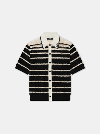 AMIRI STRIPED BUTTON DOWN SHIRT BLACK
