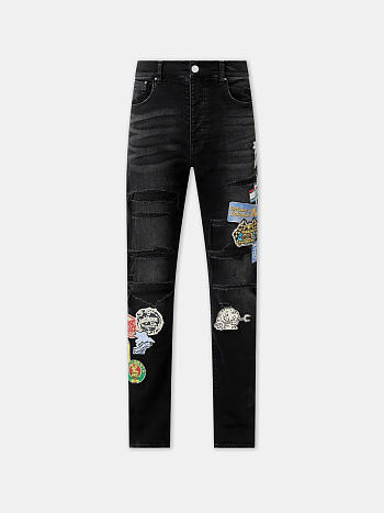 AMIRI STATION PATCH REPAIR SLIM JEAN BLACK