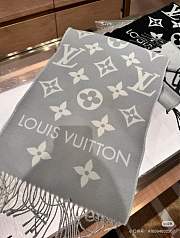 Louis Vuitton White Grey Scarf LV0254 Size 193x70CM - 3