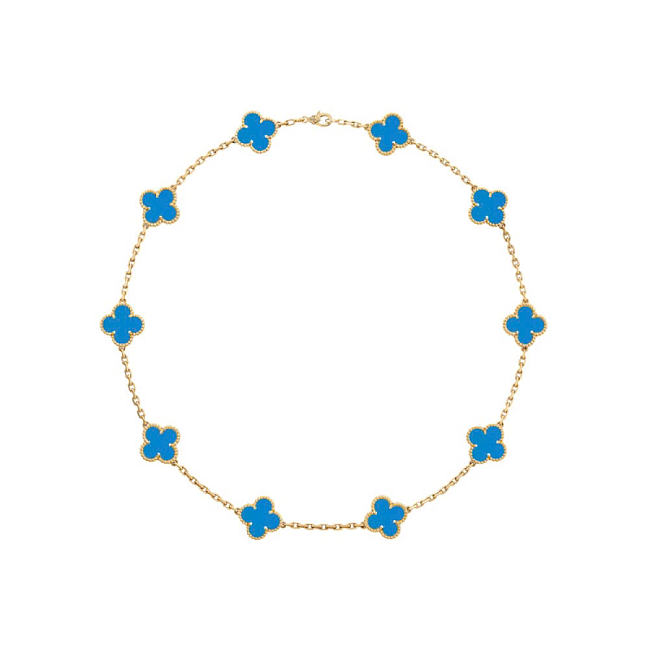 Van Cleef & Arpels 10 Motif Turquoise Blue Necklace - 1