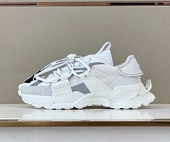 Dolce Gabbana Mixed-Materials Space Sneakers White Silver