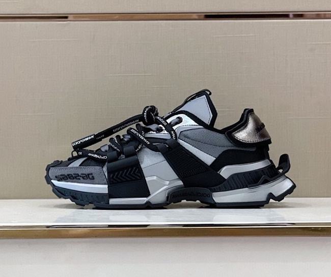 Dolce Gabbana Mixed-Materials Space Sneakers Black Silver - 1