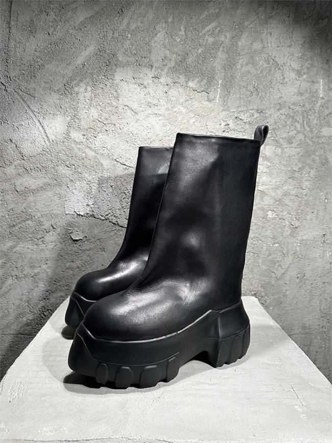 Rick Owens Mega Tractor Leather ankle Boots Black - 1