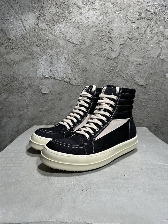 Rick Owens DRKSHDW Vintage Black Canvas High Top Sneakers - 1