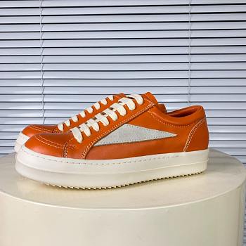 Rick Owens Panelled Leather Sneakers Orange