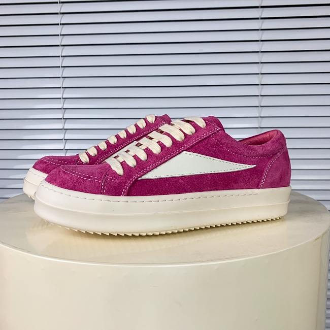 Rick Owens Panelled Velvet Sneakers Pink - 1