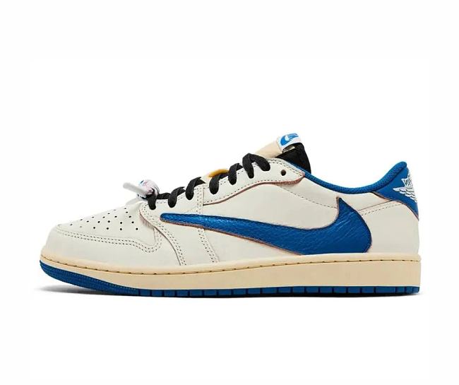 Air Jordan 1 Retro Low OG SP Fragment x Travis Scott Sail Military Blue DM7866-104 - 1