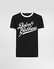 Dolce Gabban T-shirt with Flock Print Black - 1