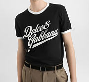 Dolce Gabban T-shirt with Flock Print Black - 2