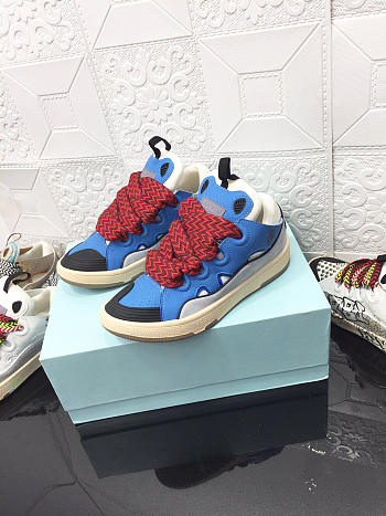 Lanvin Curb Lace-up Sneakers Blue Red