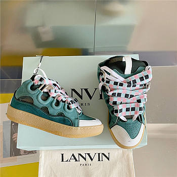 Lanvin Curb Lace-up Sneakers Pink Green