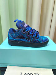 Lanvin Curb Lace-up Sneakers Rhinestone Blue - 4