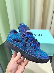 Lanvin Curb Lace-up Sneakers Rhinestone Blue - 2