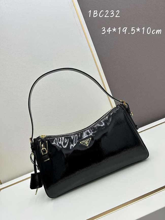 Prada Aimée Patent Leather Black Bag Size 34x19x10cm - 1
