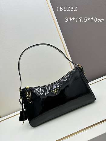 Prada Aimée Patent Leather Black Bag Size 34x19x10cm