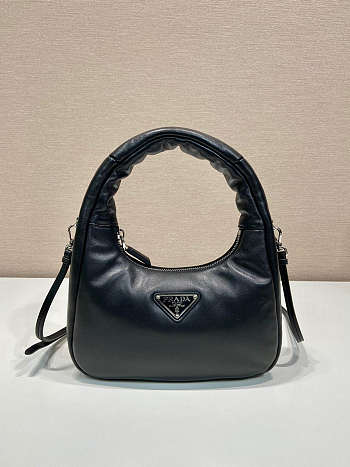 Prada Soft Mini Leather Tote Bag Black Size 21x12x6cm