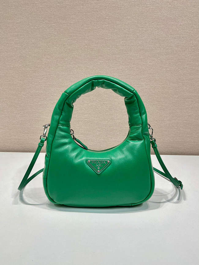Prada Soft Mini Leather Tote Bag Green Size 21x12x6cm - 1