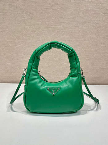 Prada Soft Mini Leather Tote Bag Green Size 21x12x6cm
