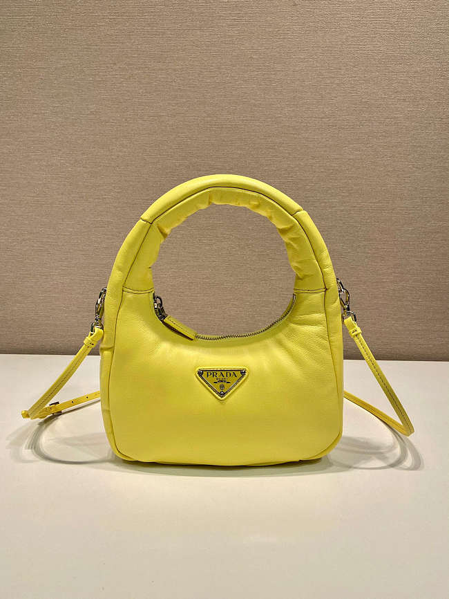 Prada Soft Mini Leather Tote Bag Yellow Size 21x12x6cm - 1