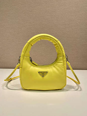 Prada Soft Mini Leather Tote Bag Yellow Size 21x12x6cm